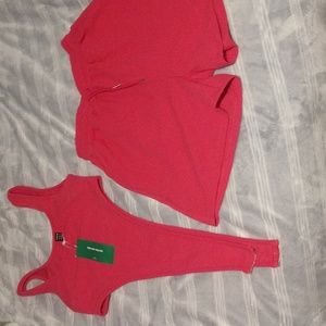 Shein crop body suit and short set